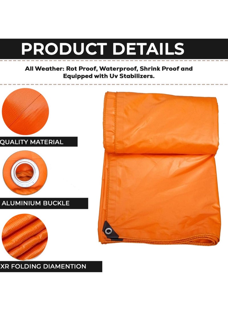 Duravel Waterproof Ground Cover Tent Shelter, Dust-proof Rain Cover, Tarpaulin Sheet, Orange (6Mtr x 6Mtr) - Image 3