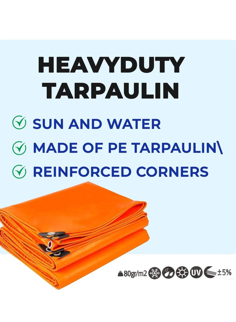 Duravel Waterproof Ground Cover Tent Shelter, Dust-proof Rain Cover, Tarpaulin Sheet, Orange (6Mtr x 6Mtr) - Image 4