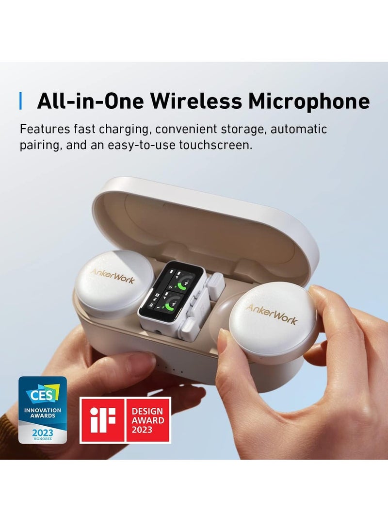 Anker AnkerWork M650 Wireless Lavalier Microphone, Pro Noise Cancellation, 656 ft (200 m) Transmission, 15H Battery, Swap Magnetic Colorful Covers, 2-Channel Quality Pickup, Wireless Microphone for Vlogs  - Image 2