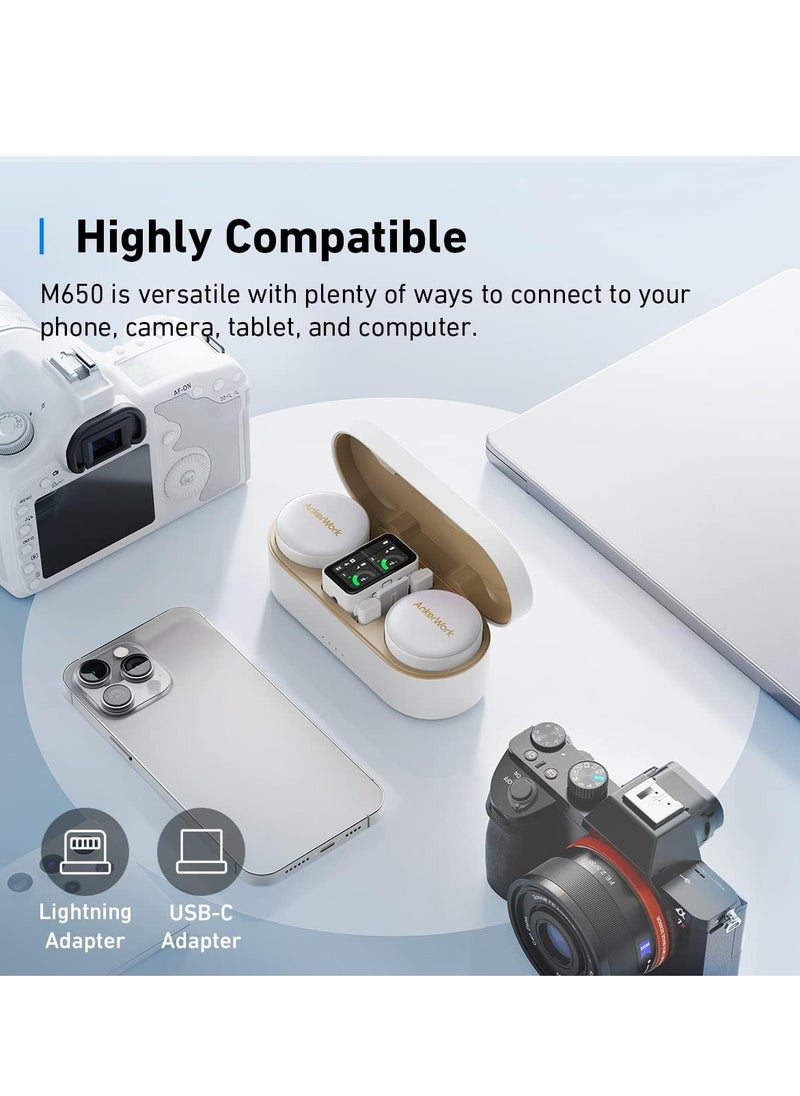 Anker AnkerWork M650 Wireless Lavalier Microphone, Pro Noise Cancellation, 656 ft (200 m) Transmission, 15H Battery, Swap Magnetic Colorful Covers, 2-Channel Quality Pickup, Wireless Microphone for Vlogs  - Image 5
