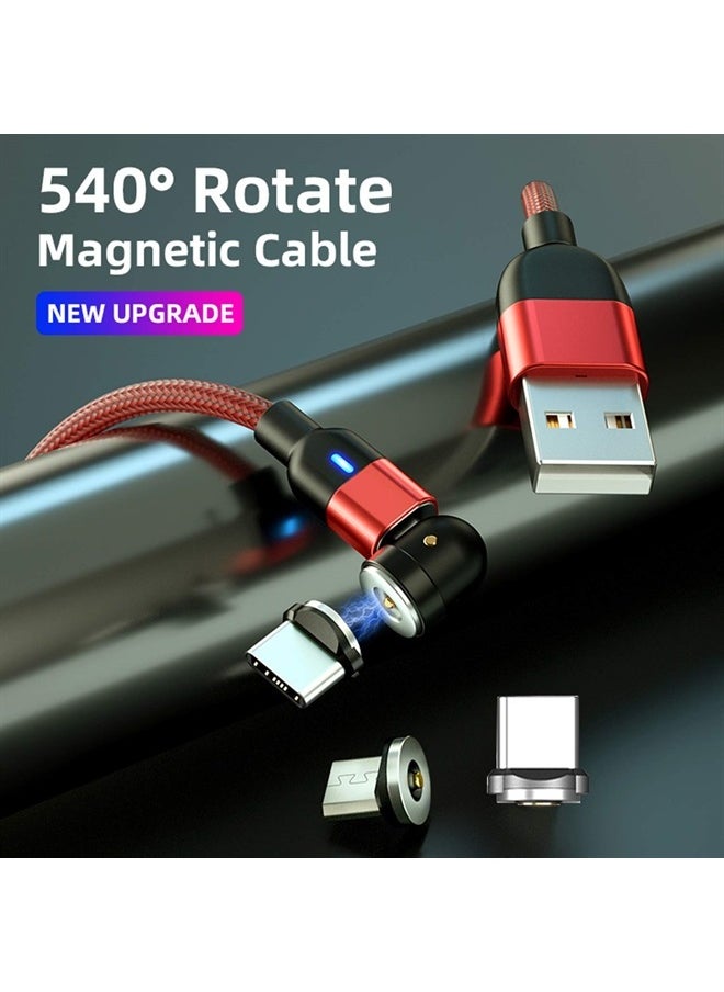 Bojianxin - 540° Rotation Magnetic Charging Cable（7-Pack, 1.6ft/3.3ft/3.3ft/6.6ft/6.6ft/10ft/10ft） Magnetic USB Cable, 3 in 1 Magnetic Phone Charger Compatible with Micro USB, Type C etc - Image 1