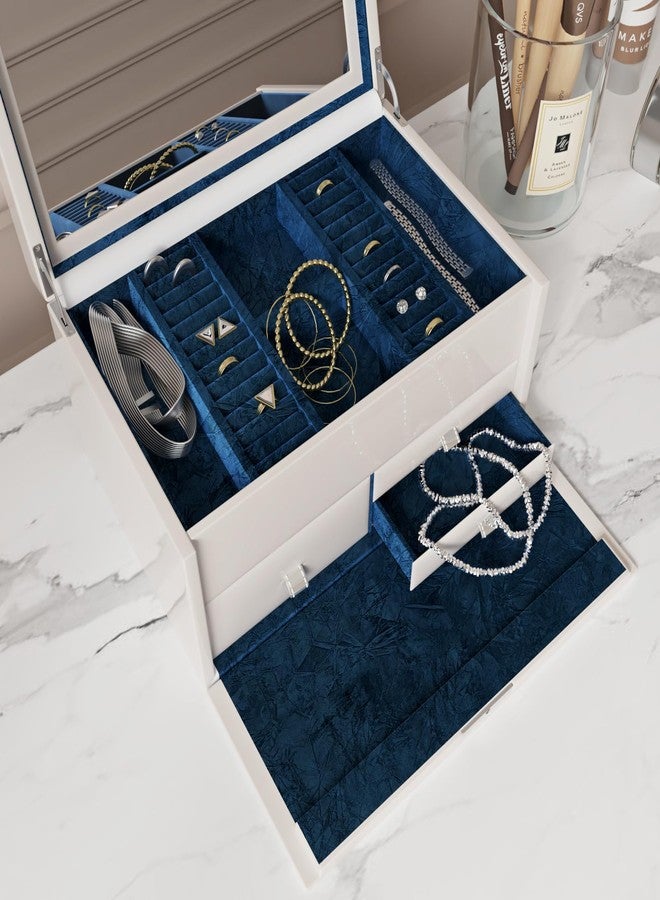 Wallercity Dark Blue Flocking Fabric Wallpapers for Dresser Self Adhesive Soft Velvet Wallpaper Peel and Stick Drawers Cabinets Flocking Contact Paper for Jewelry Box Liners Photo Frames 17.5"x78.7" - Image 2