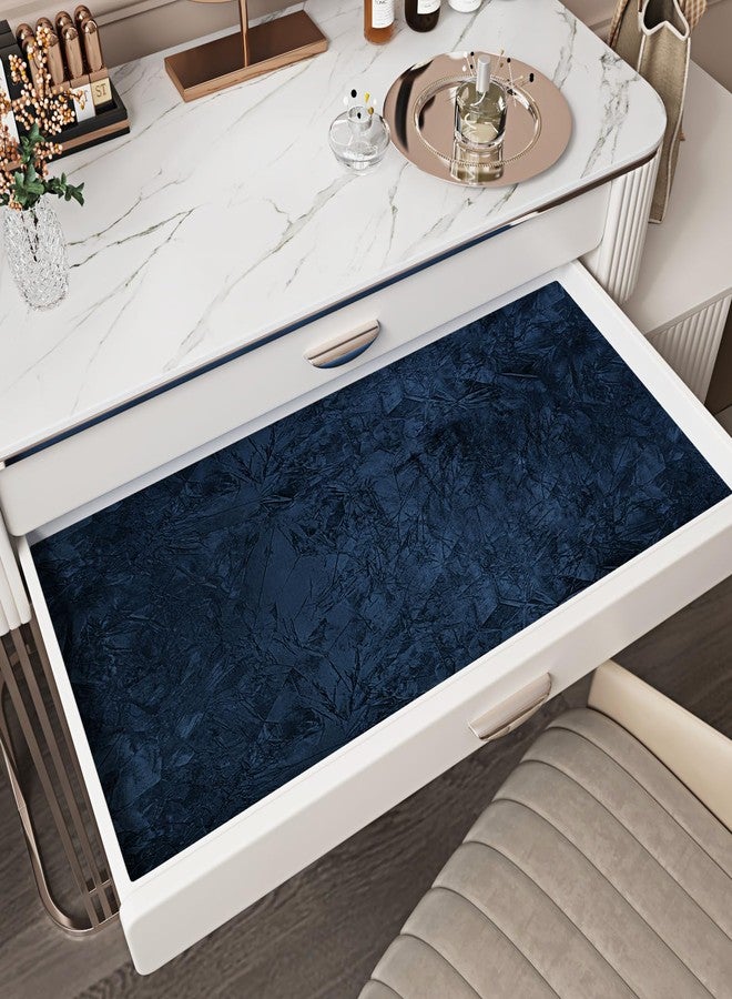 Wallercity Dark Blue Flocking Fabric Wallpapers for Dresser Self Adhesive Soft Velvet Wallpaper Peel and Stick Drawers Cabinets Flocking Contact Paper for Jewelry Box Liners Photo Frames 17.5"x78.7" - Image 3