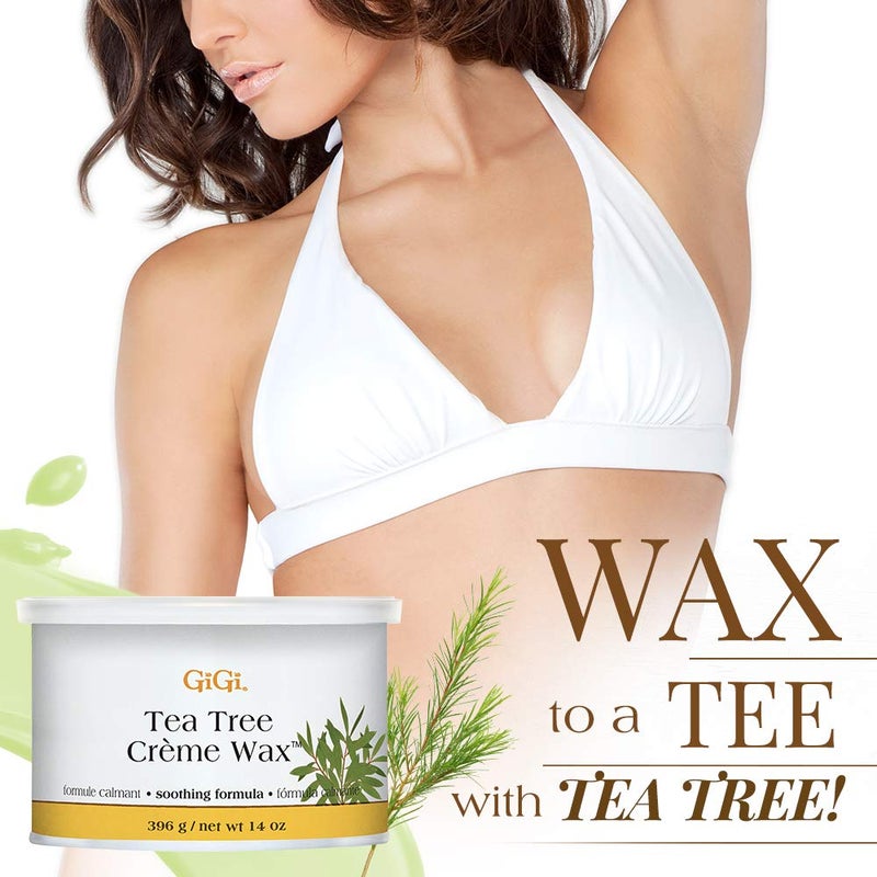 GiGi Tea Tree CrÃ¨me Wax - Soothing Hair Removal Wax for Sensitive Skin, Soft Wax for Face & Body, Calming Formula with Tea Tree Oil, 14 oz - Image 5