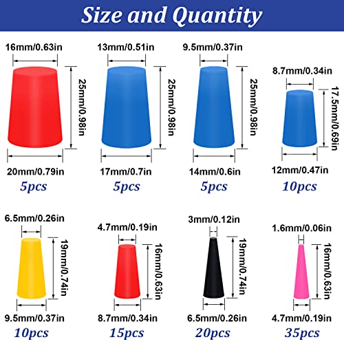 Tnisesm 105Pcs 1/16" to 5/8" Silicone Rubber Tapered Plug Assortment Kits for Masking Off Holes During Powder Coating, Painting, Hydro Dipping, Media Blasting - Image 2