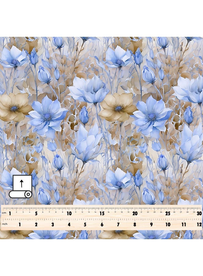 فيلاتو Ø¬Ù„Ø§Ø¨ÙŠØ© Ù…Ø®ÙˆÙŠØ± Ù…Ù† Ù‚Ù…Ø§Ø´ Ø­Ø±ÙŠØ± Ø§Ù„Ù„ÙŠÙ„ Ø¹Ø±Ø§Ù…Ù†ÙŠ Ø¨Ø§Ù„ÙŠØ§Ø±Ø¯Ø©ØŒ Ø£Ø²Ø±Ù‚ Ø¨ÙŠØ¬ØŒ Ù†Ù‚Ø´Ø© Ø²Ù‡ÙˆØ±ØŒ Ø®ÙŠØ§Ø·Ø©ØŒ Ø¹Ø±Ø¶ 58 Ø¨ÙˆØµØ© - Image 4