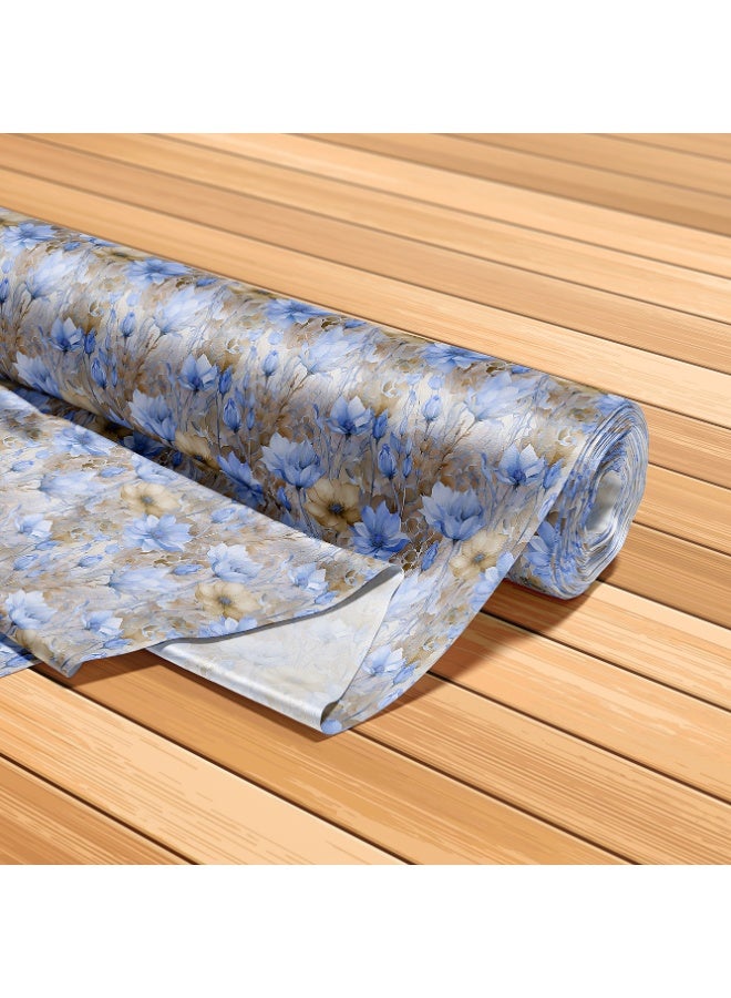 فيلاتو Ø¬Ù„Ø§Ø¨ÙŠØ© Ù…Ø®ÙˆÙŠØ± Ù…Ù† Ù‚Ù…Ø§Ø´ Ø­Ø±ÙŠØ± Ø§Ù„Ù„ÙŠÙ„ Ø¹Ø±Ø§Ù…Ù†ÙŠ Ø¨Ø§Ù„ÙŠØ§Ø±Ø¯Ø©ØŒ Ø£Ø²Ø±Ù‚ Ø¨ÙŠØ¬ØŒ Ù†Ù‚Ø´Ø© Ø²Ù‡ÙˆØ±ØŒ Ø®ÙŠØ§Ø·Ø©ØŒ Ø¹Ø±Ø¶ 58 Ø¨ÙˆØµØ© - Image 5