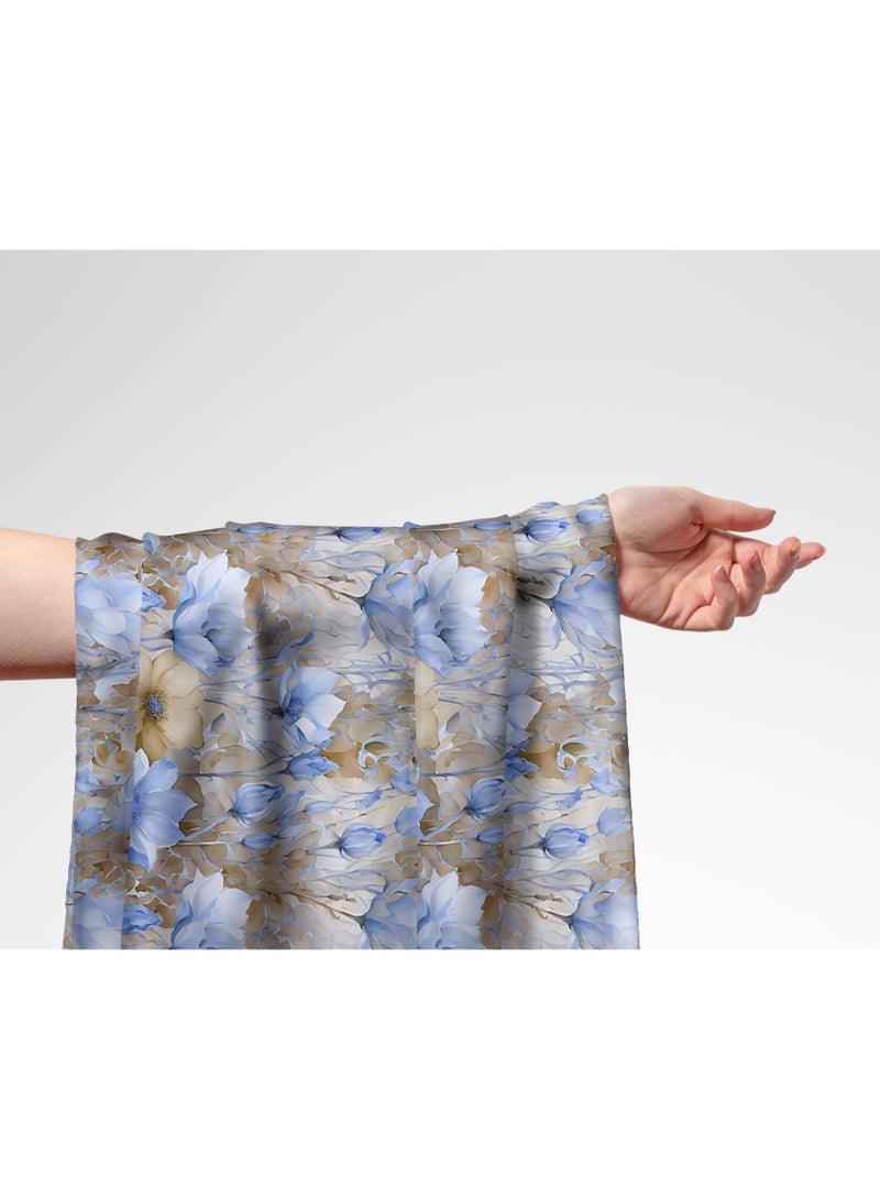 فيلاتو Ø¬Ù„Ø§Ø¨ÙŠØ© Ù…Ø®ÙˆÙŠØ± Ù…Ù† Ù‚Ù…Ø§Ø´ Ø­Ø±ÙŠØ± Ø§Ù„Ù„ÙŠÙ„ Ø¹Ø±Ø§Ù…Ù†ÙŠ Ø¨Ø§Ù„ÙŠØ§Ø±Ø¯Ø©ØŒ Ø£Ø²Ø±Ù‚ Ø¨ÙŠØ¬ØŒ Ù†Ù‚Ø´Ø© Ø²Ù‡ÙˆØ±ØŒ Ø®ÙŠØ§Ø·Ø©ØŒ Ø¹Ø±Ø¶ 58 Ø¨ÙˆØµØ© - Image 1