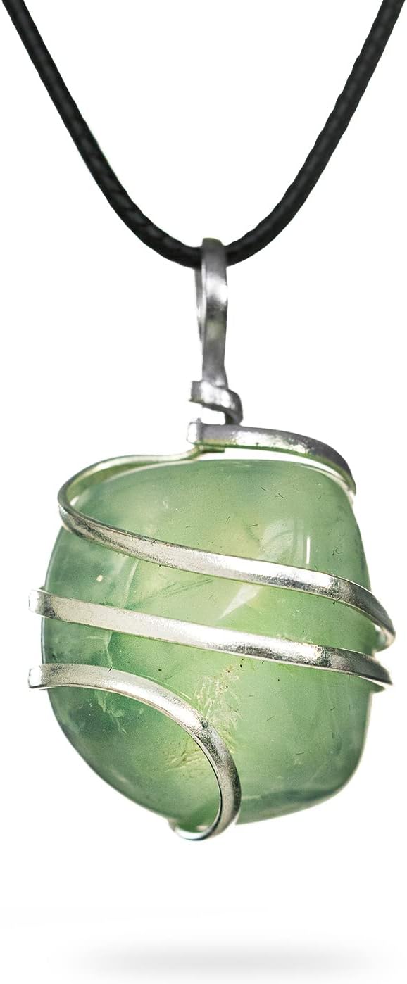 قلادة كريستال بريهنيت الشفائية من أَيَانا | شاكرا القلب والعين الثالثة | حجر البروج لبرج الميزان | حجر محظوظ للمعالجين | مصنوعة يدويًا من أحجار كريمة طبيعية نقية مستخرجة بشكل أخلاقي