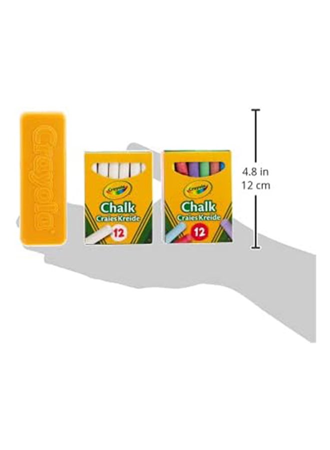 Crayola Chalk Set – 12 White & 12 Coloured Dust-Free Chalks with Eraser | Non-Toxic Blackboard Chalk for School, Home & Creative Learning for Kids Ages 3+ - Image 4