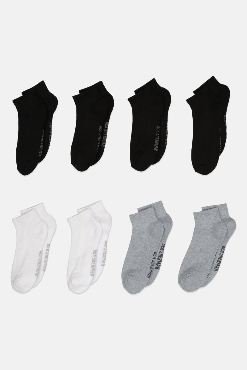 Ben Sherman Men 8 Pairs Brand Logo Quarter Cut Socks, Multicolor  - Image 3
