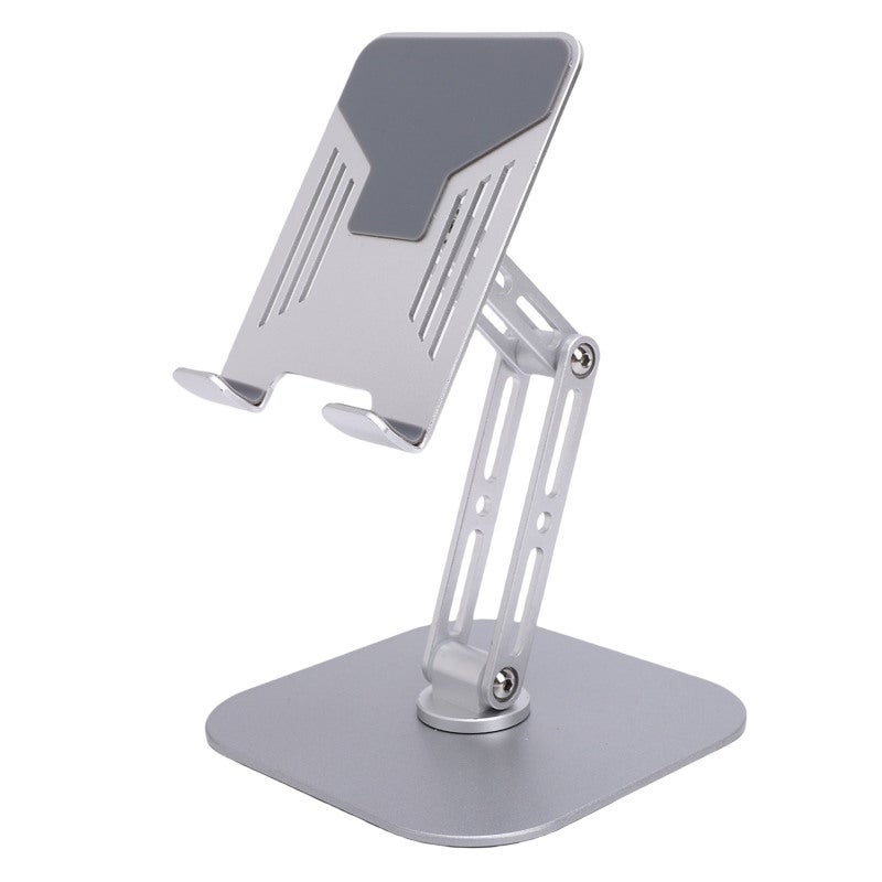 Desk Tablet Stand: Silver Aluminum Alloy Construction - 360° Multi Angle Rotation Foldable Phone Stand for Home Office, Travel and On-the-Go Use - Image 5