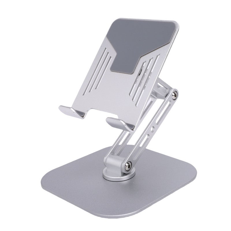 Desk Tablet Stand: Silver Aluminum Alloy Construction - 360° Multi Angle Rotation Foldable Phone Stand for Home Office, Travel and On-the-Go Use - Image 3