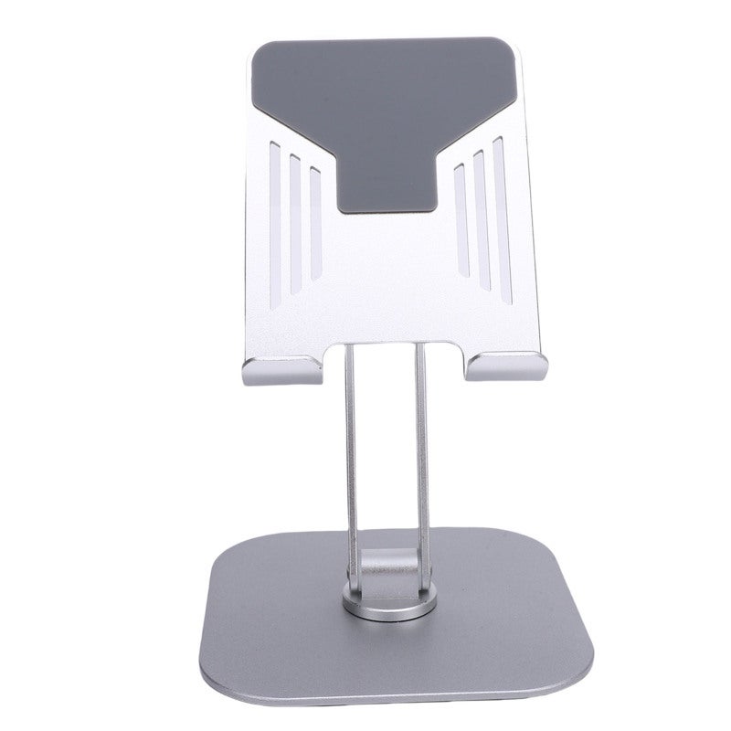 Desk Tablet Stand: Silver Aluminum Alloy Construction - 360° Multi Angle Rotation Foldable Phone Stand for Home Office, Travel and On-the-Go Use - Image 2