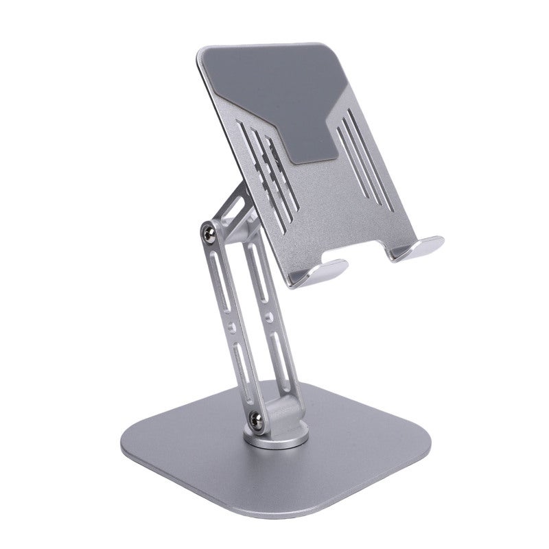 Desk Tablet Stand: Silver Aluminum Alloy Construction - 360° Multi Angle Rotation Foldable Phone Stand for Home Office, Travel and On-the-Go Use - Image 4