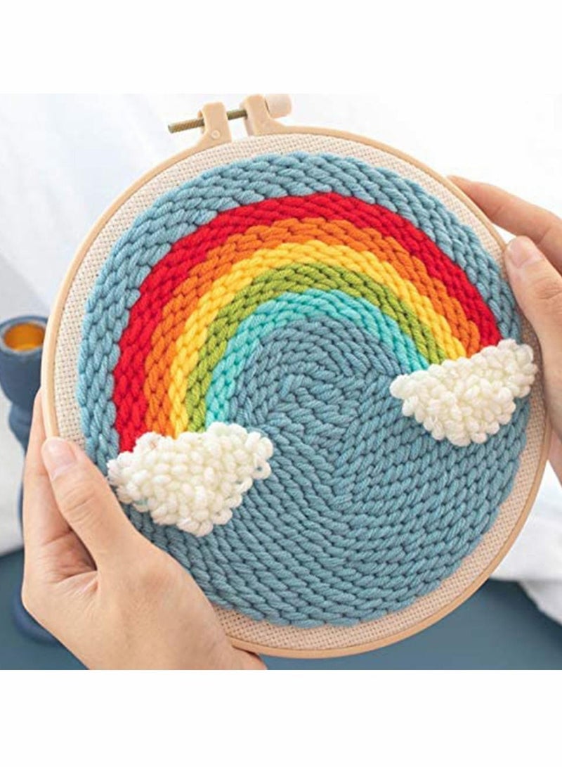 Punching Needle Rainbow Embroidery Starter Kit Tool Threader Fabric Ring Yarn Carpet Punch Beginner Set High-quality - Image 2