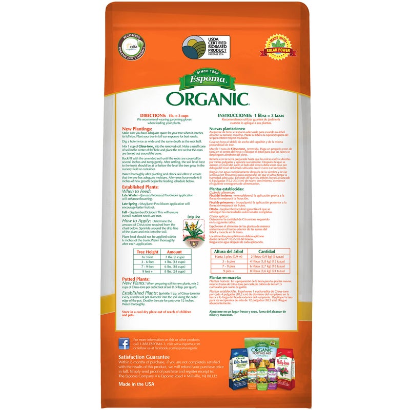 Espoma Organic Citrus-tone 5-2-6 Natural & Organic Fertilizer and Plant Food for all Citrus, Fruit, Nut & Avocado Trees; 4 lb. Bag. Promotes Vigorous Growth & Abundant Fruit - Image 2