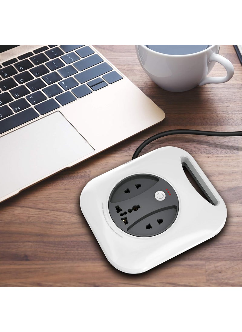 WIPRO Wipro Flex Box Extension Cord with 1 Universal 3 Pin Socket 2 units of 2 Pin Socketswith Master Switch Indicator 4 mtr long copper wire Power Strip for Home Office Pack of 1 Grey White  - Image 2