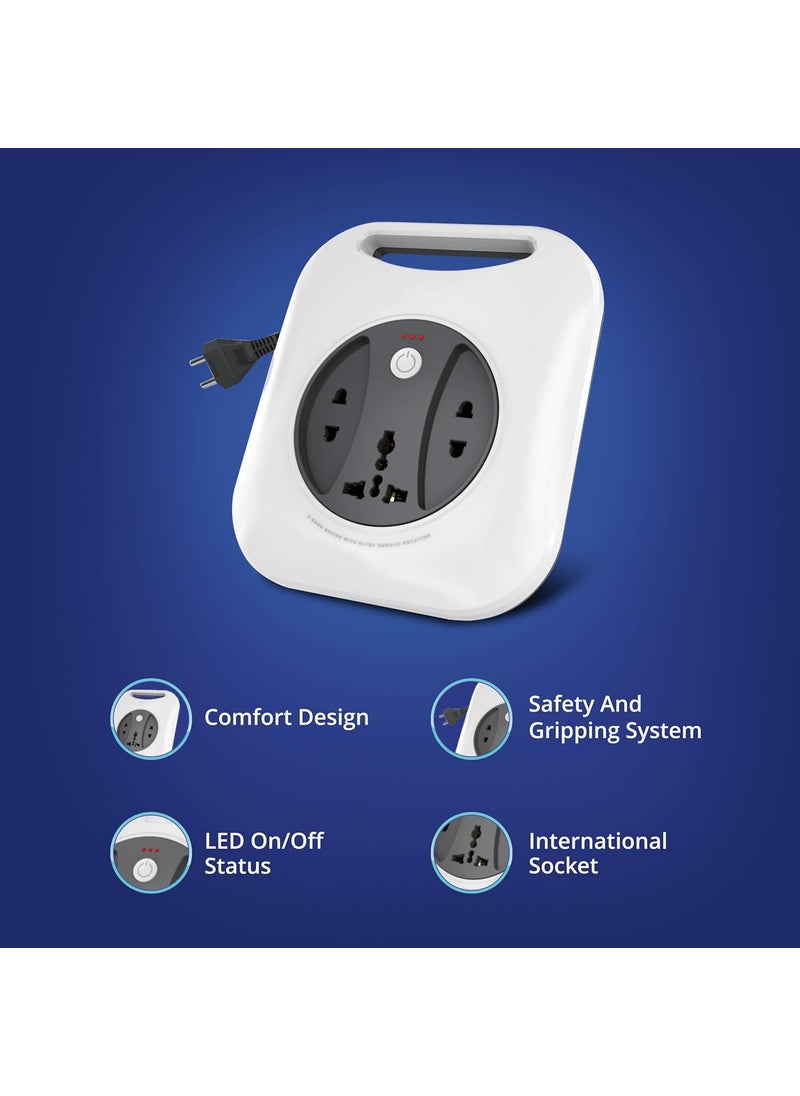 WIPRO Wipro Flex Box Extension Cord with 1 Universal 3 Pin Socket 2 units of 2 Pin Socketswith Master Switch Indicator 4 mtr long copper wire Power Strip for Home Office Pack of 1 Grey White  - Image 3