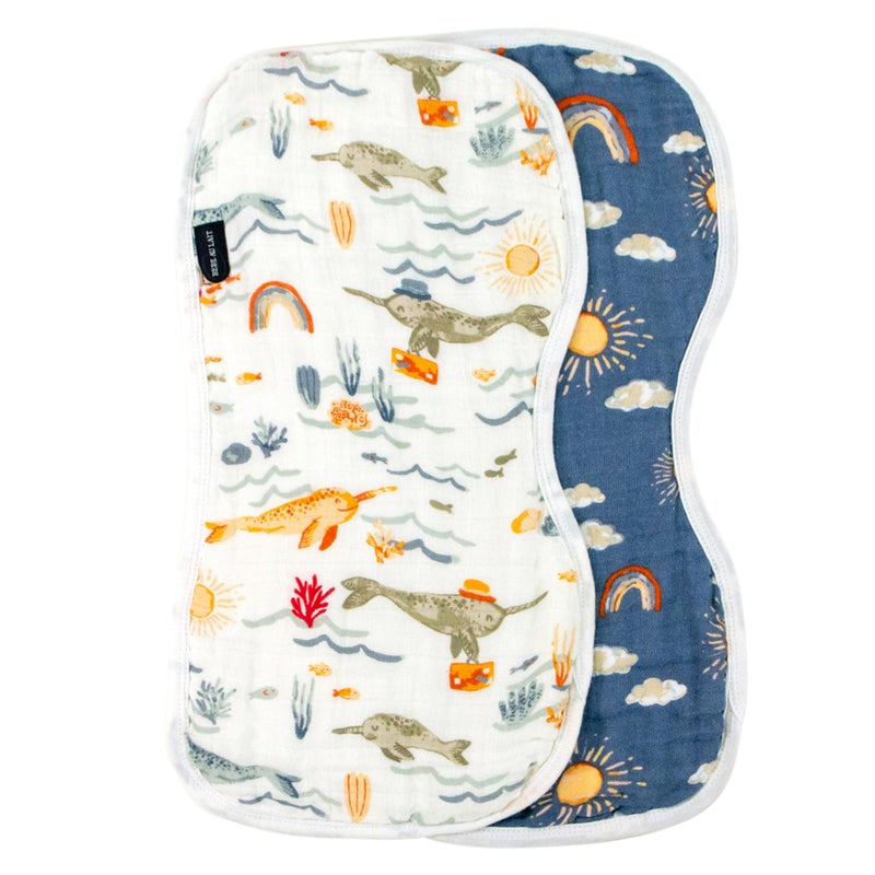 Bebe au Lait Bebe au Lait Classic Muslin Baby Burp Cloth Set Narwhal and Hello Sunshine