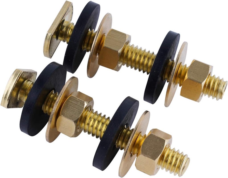 Hibbent Toilet Floor Bolts and Caps Set, Solid Brass Universal Toilet Bowl to Floor Bolts, with 4 Caps with Nuts/Washers, Heavy Duty Closet Bolt Set - Image 3
