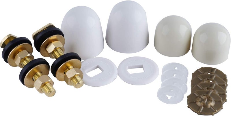 Hibbent Toilet Floor Bolts and Caps Set, Solid Brass Universal Toilet Bowl to Floor Bolts, with 4 Caps with Nuts/Washers, Heavy Duty Closet Bolt Set - Image 1