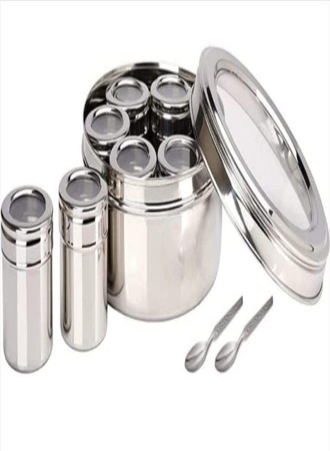 VISAXMI Stainless Steel Masala Box with See Through Lid | 7 in 1 Spice Storage Container Set with 7 Containers & 7 Spoons | Airtight Masala Dabba for Kitchen Storage - Image 5