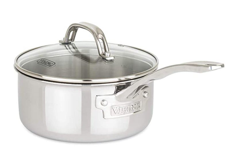 Viking 3-Ply Stainless Steel Sauce Pan With Glass Lid  1.5 Quart
