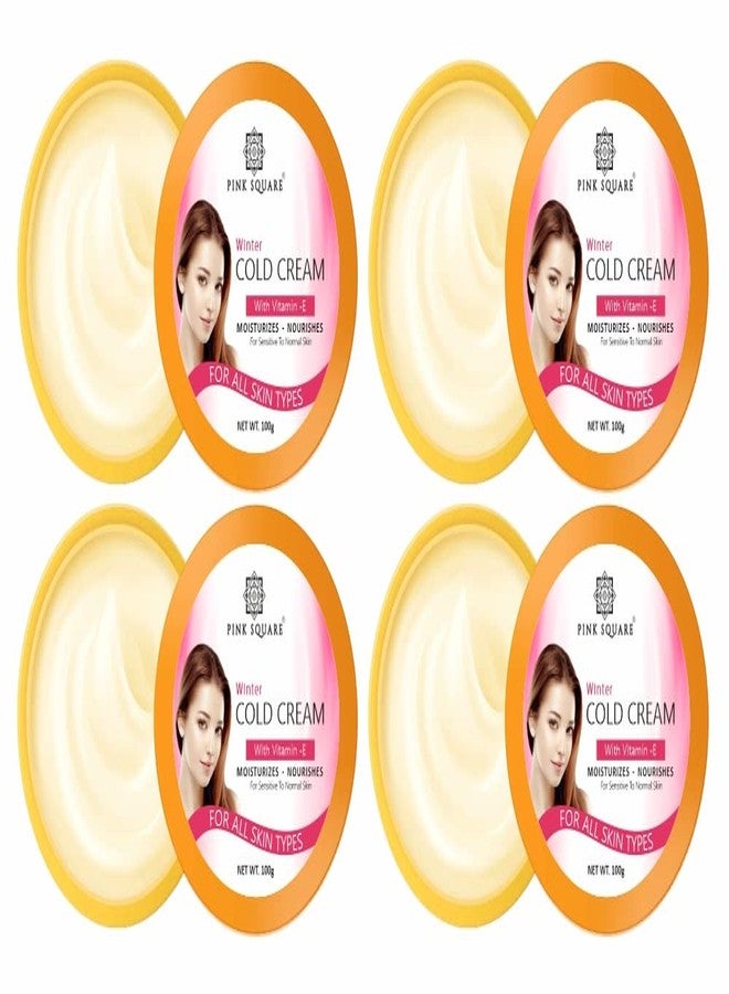 Pink Square Light Moisturizing Cold Cream Non-Sticky Nourishing Cold Cream with Olive Oil & Vitamin E for winter | 24Hr Moisture Lock for Dry Skin Pack of 4 of 100 Grams (400 Grams) - Image 1