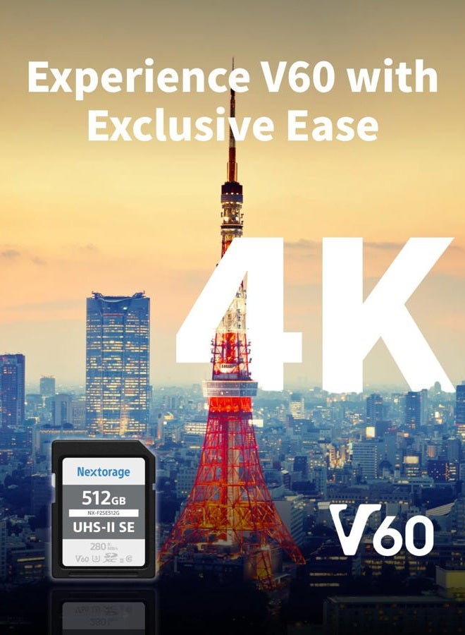 Nextorage 128GB F2SE High-Speed SDHC/SDXC Memory Card with V60 UHS-II Performance (280MB/s Read & 100MB/s Write) for 4K/Continuous Shooting Video/Camera - Image 5