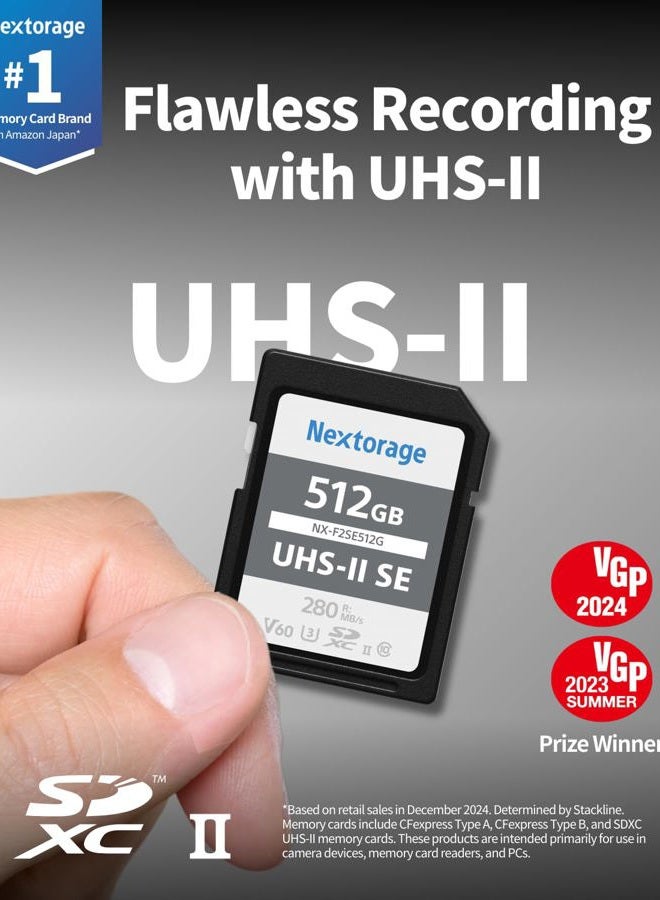 Nextorage 128GB F2SE High-Speed SDHC/SDXC Memory Card with V60 UHS-II Performance (280MB/s Read & 100MB/s Write) for 4K/Continuous Shooting Video/Camera - Image 2