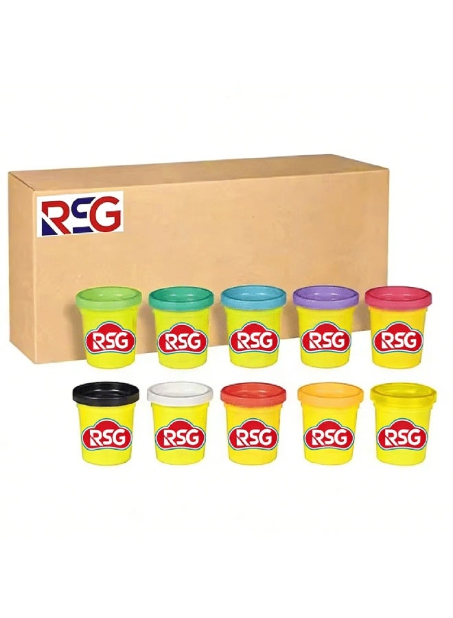 RSG Play Dough Set for Kids Non Toxic Clay Dough 10 Color Pack Soft Modeling Kids Clay Toy for Creative Play Imagination Craft Activities Safe Dough for Children Perfect for Home School Gifts Arts Fun - Image 1
