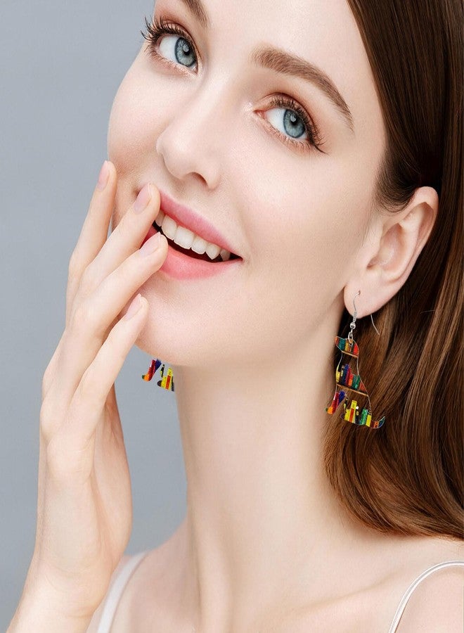 VDKIDKT Bookcase Dangle Earrings for Women, Book Dog Lover Drop Earrings, Handmade Bookshelves Earrings Acrylic Back to School Gift Teacher Earrings - Image 3