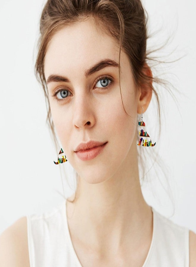 VDKIDKT Bookcase Dangle Earrings for Women, Book Dog Lover Drop Earrings, Handmade Bookshelves Earrings Acrylic Back to School Gift Teacher Earrings - Image 2
