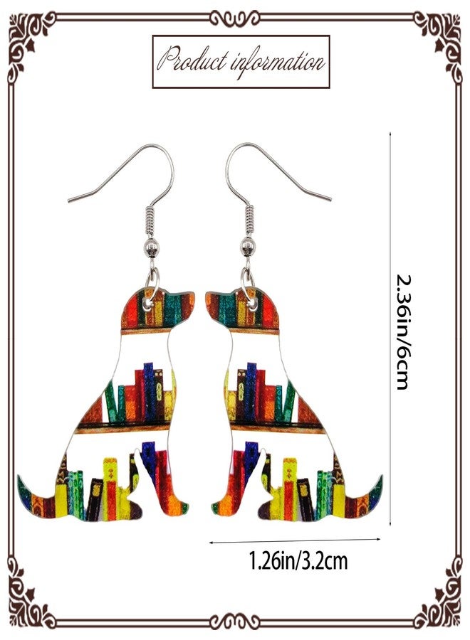 VDKIDKT Bookcase Dangle Earrings for Women, Book Dog Lover Drop Earrings, Handmade Bookshelves Earrings Acrylic Back to School Gift Teacher Earrings - Image 4