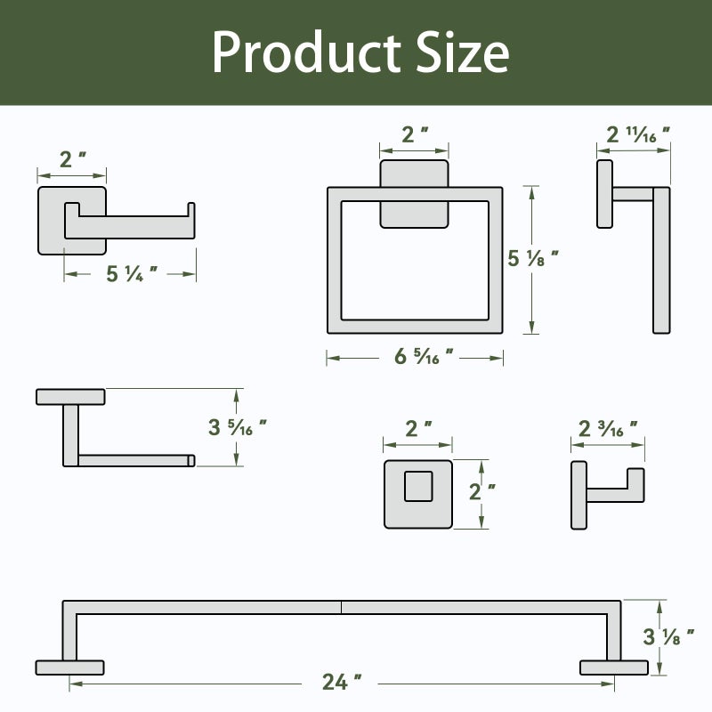 Bubxo 10-Pieces Matte Black Bathroom Accessories Set, 24 Inch Bathroom Hardware Set, SUS304 Stainless Steel Bath Towel Bar Set, Towel Racks for Bathroom Wall Mounted - Image 2