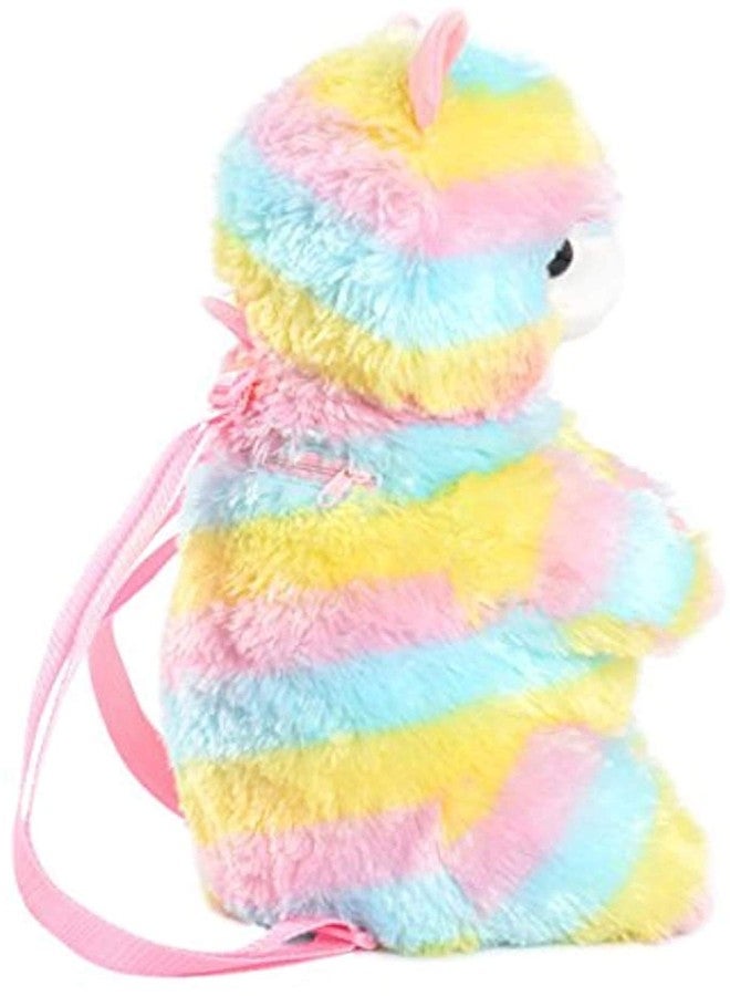 TOLLION Plush Stuffed Animal Backpack Bunny Backpack with Adjustable Gift for Women Girl (Rainbow Alpaca) - Image 2
