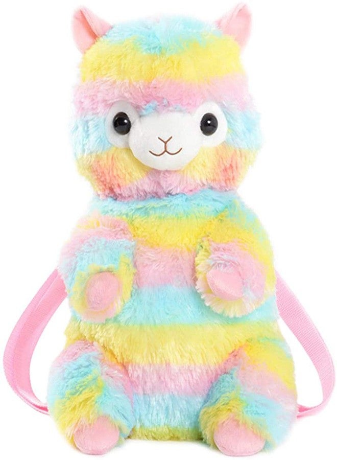 TOLLION Plush Stuffed Animal Backpack Bunny Backpack with Adjustable Gift for Women Girl (Rainbow Alpaca) - Image 1