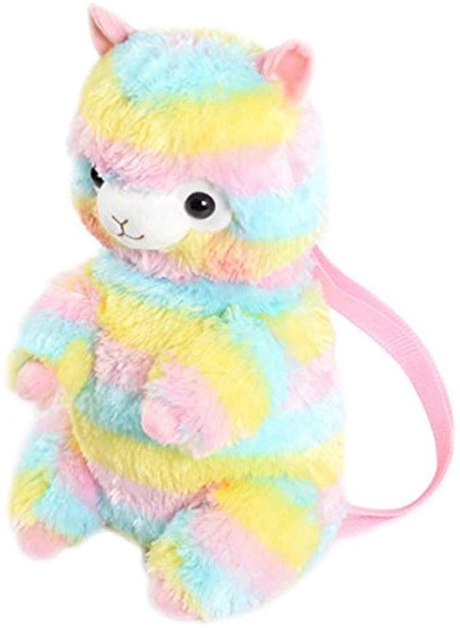 TOLLION Plush Stuffed Animal Backpack Bunny Backpack with Adjustable Gift for Women Girl (Rainbow Alpaca) - Image 3