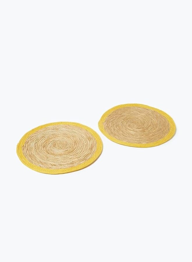 Matalan Natural Woven Placemats 2-Pieces, 34.5 cm Size, Yellow