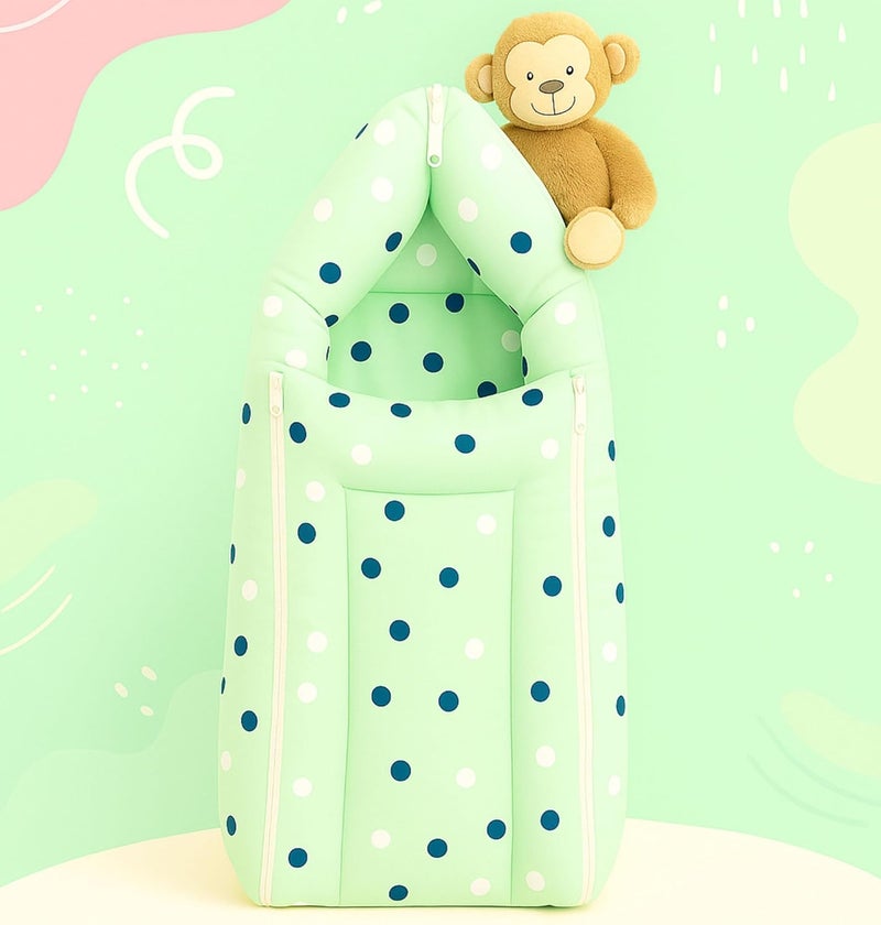 EIO 3 in Baby Bed Cum Bedding Set (Green Dot) - Image 1