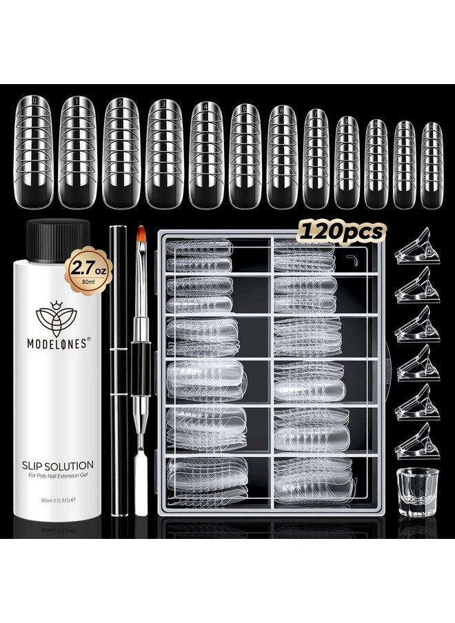 modelones - modelones Slip Solution for Poly Gel, 2.8oz Anti-Stick Gel Liquid for Poly Gel Nails with 120Pcs Flat Dual Nail Forms Nail Tips Clips Kit - Image 1