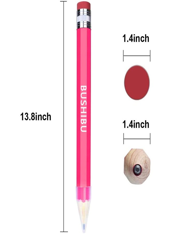 BUSHIBU Giant Pencils for Prop/Gifts/Decor - 14 Inch Jumbo Wooden Big Novelty Pencil with Cap for Schools and Homes (Pink) - Image 2