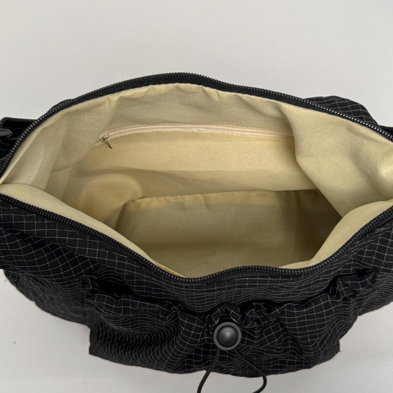 CATSEA Nylon Hobo Bag Plaid Crossbody Shoulder Bag Drawstring Messenger Purse Soft Zipper Handbag Adjustable Shoulder Straps - Image 5