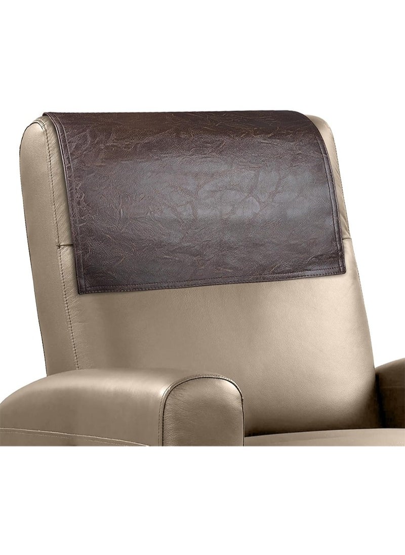 Apustim 43*69cm Recliner Headrest Protector Faux Leather Headrest Cover for Recliner Chair Headrest Cover Chair Arm Covers Couch Headrest Cover for Furniture Sofa Protector for Home Office (Brown)  - Image 1