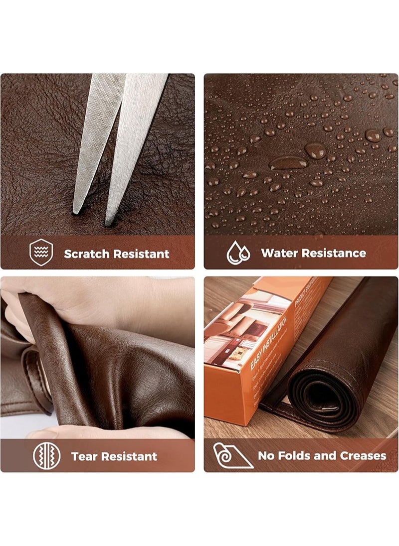 Apustim 43*69cm Recliner Headrest Protector Faux Leather Headrest Cover for Recliner Chair Headrest Cover Chair Arm Covers Couch Headrest Cover for Furniture Sofa Protector for Home Office (Brown)  - Image 2