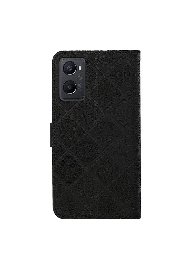 اس-توب جراب لهاتف OPPO A96 5G، جراب هاتف جلدي منقوش بنمط عرقي - Image 3