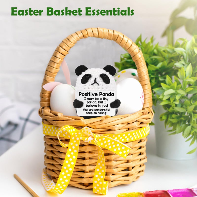 BdayPtion Mini Panda Easter Basket Stuffers for Teens Girl Boy Daughter Son Kids, Birthday Gifts for Women Men, Easter Egg Fillers for Teen Emotional Motivational Support Positive Crochet Animals Handmade Panda - Image 5
