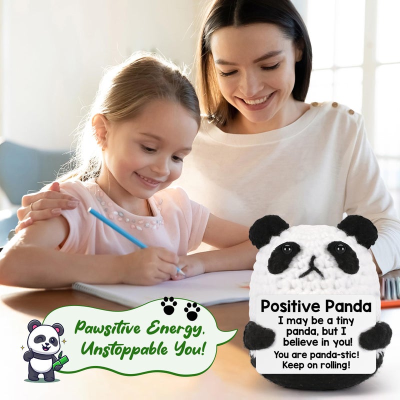 BdayPtion Mini Panda Easter Basket Stuffers for Teens Girl Boy Daughter Son Kids, Birthday Gifts for Women Men, Easter Egg Fillers for Teen Emotional Motivational Support Positive Crochet Animals Handmade Panda - Image 4