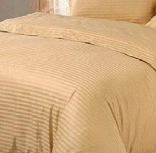 Purav Light Microfiber Flat Double Bed Bedsheet| Plain Striped Cotton Bedsheet with 2 Pillow Covers for King Size Bed| Supersoft 340 TC| Breathable| Wrinklefree| Size: 90x100 inch, Brown Color - Image 2